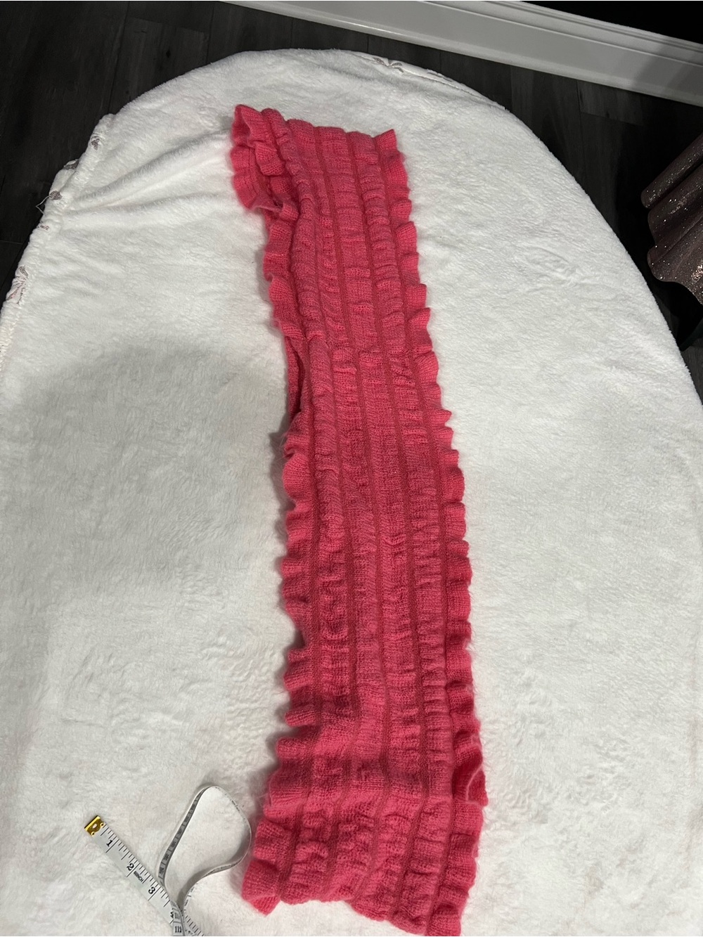 New York & company Pink wool knit infinity scarf ruffle neck warmer solid